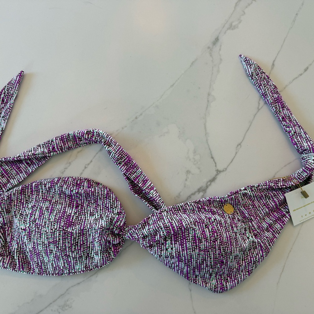 Kaari Blue Purple and White Bikini Top
